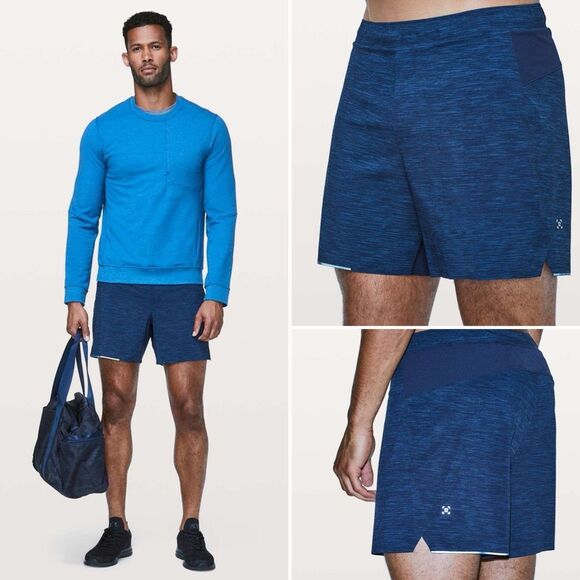 Lululemon Surge Short 6” in Heather Allover Iron Blue True Navy Size M - Picture 4 of 8